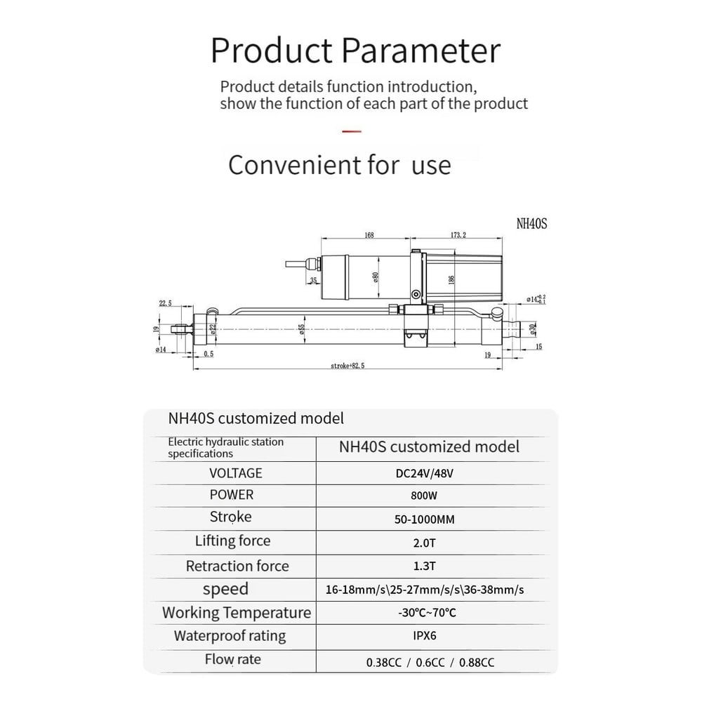 SLA-NH40S 20000N load electric hydraulic linear actuator thumbnail 3
