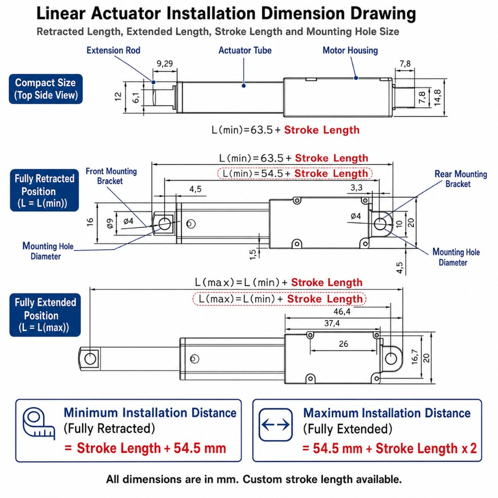 SLA-T01-M 30mm stroke linear actuator thumbnail 2
