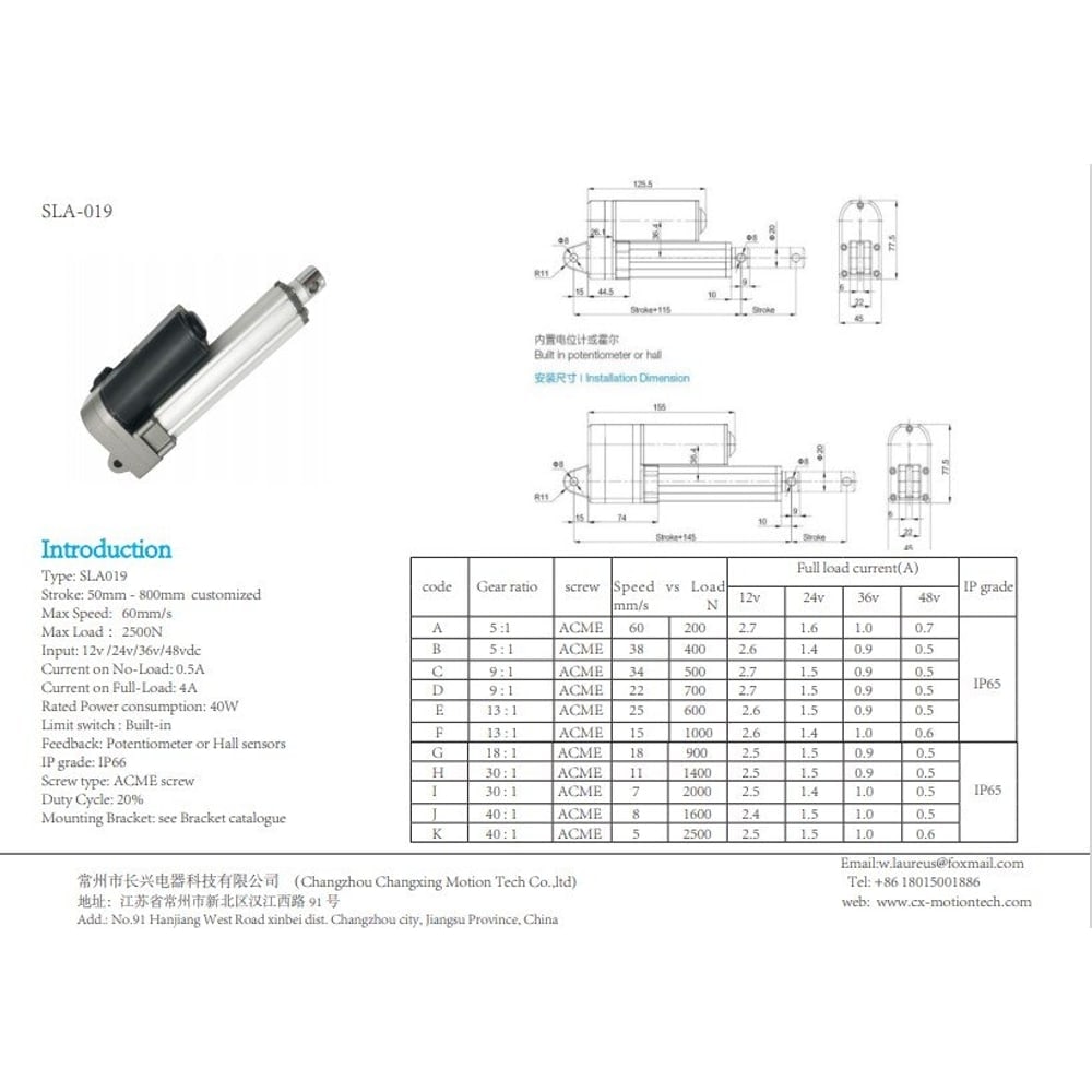 SLA019 2500N linear actuator thumbnail 2