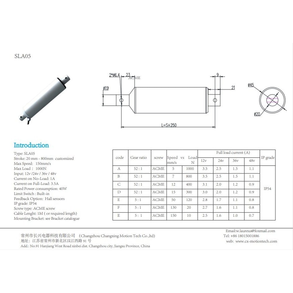SLA05 1500N linear actuator thumbnail 2