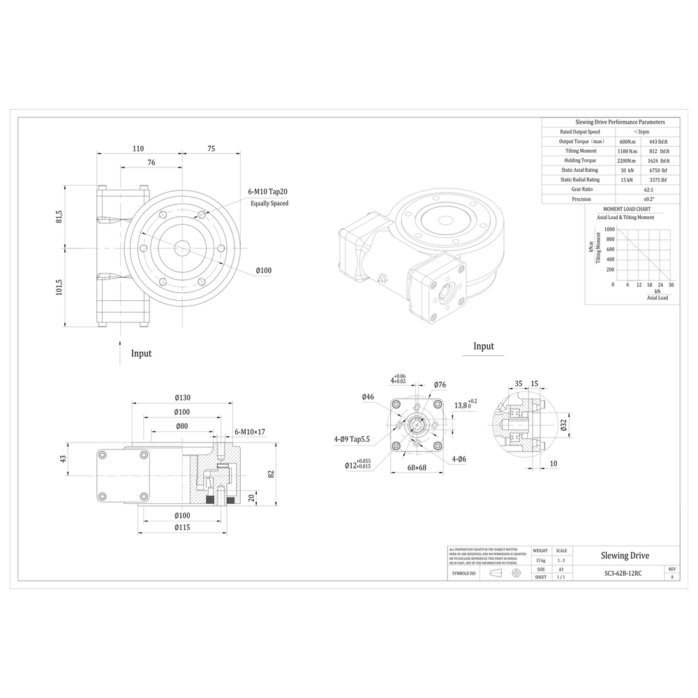 SC3 Slewing Drive with 24VDC Motor | Compact Worm Gear Rotary Actuator thumbnail 2